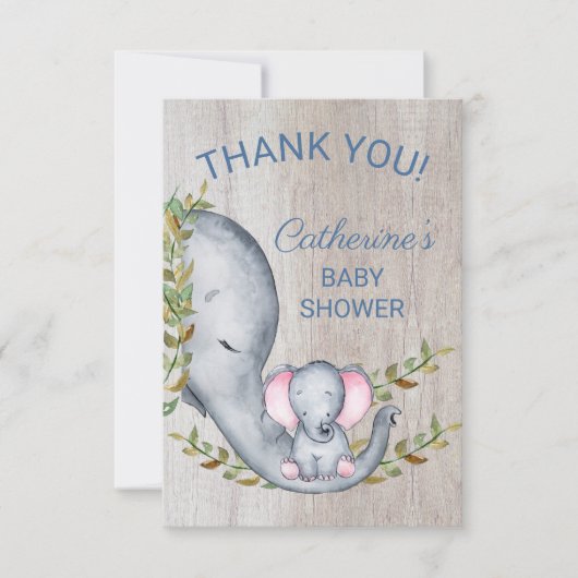Sweet Oerwoud Safari Elephant Baby shower Dank u Bedankkaart (Voorkant)