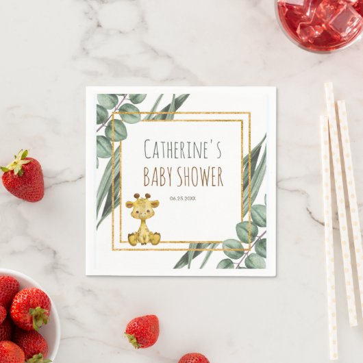Sweet Oerwoud Safari Giraffe Botanisch Baby shower Servet (Insitu)