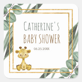 Sweet Oerwoud Safari Giraffe Botanisch Baby shower Vierkante Sticker