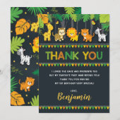 Sweet Oerwoud Safari Wilde Dieren 1e verjaardag Bedankkaart (Voorkant / Achterkant)