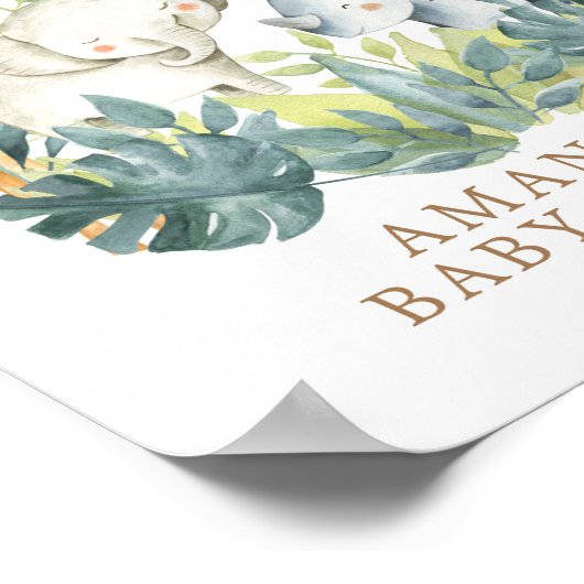 Sweet Oerwoud Welkomstwoord Poster Baby shower (Hoek)