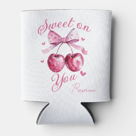 Sweet on You"  blik met kersenthema Blikjeskoeler (Voorkant)