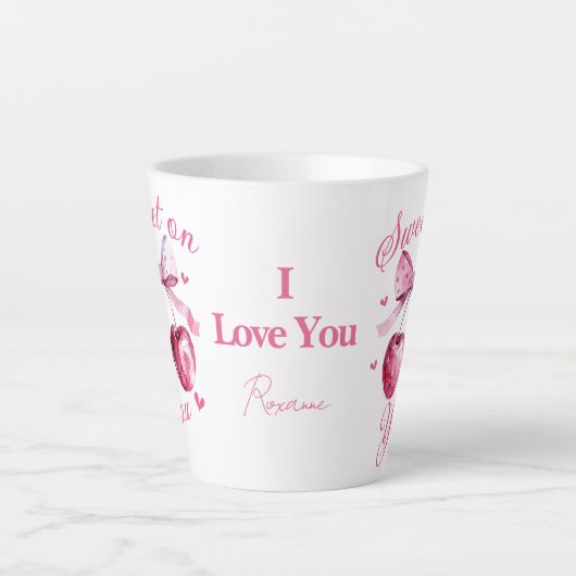 Sweet on You"  Cherry-Themd Latte Mok (Voorkant)