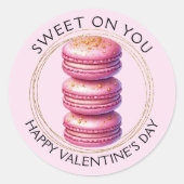 Sweet on You Happy Valentijnsdag Macaron Ronde Sticker (Voorkant)