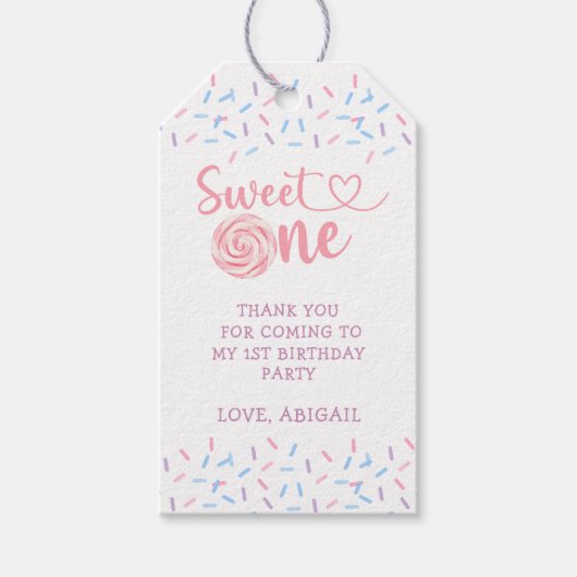 "SWEET ONE" 1E VERJAARDAG BEDANKT CADEAULABEL (Voorkant)