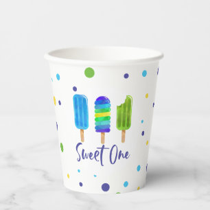 Sweet One 1e verjaardag blauw groen Papieren Bekers
