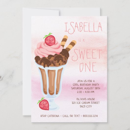 Sweet One 1e verjaardag ijs Kaart (Voorkant)