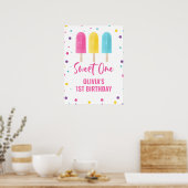 Sweet One 1e verjaardag Regenboogijs Pop Poster (Keuken)