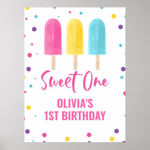 Sweet One 1e verjaardag Regenboogijs Pop Poster