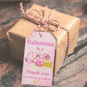 Sweet One 1e verjaardag roze gouden donut dank u Cadeaulabel