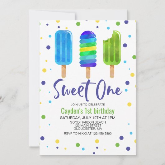 Sweet One 1e verjaardag uitnodiging (Voorkant)