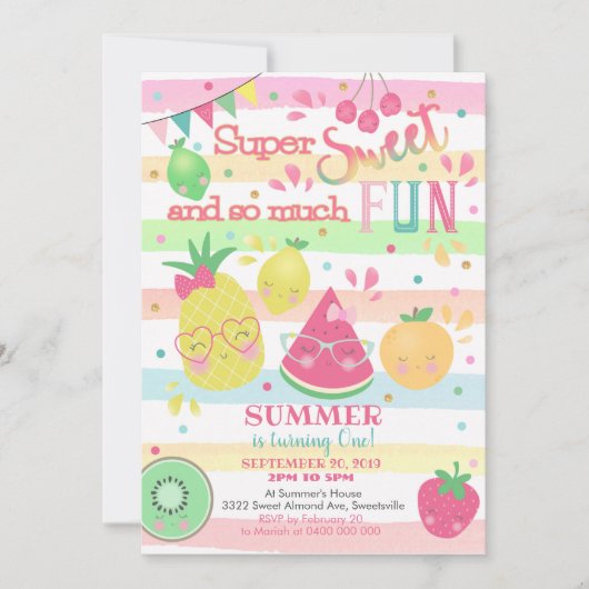 Sweet One 1e verjaardag uitnodiging (Voorkant)