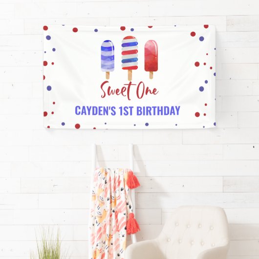 Sweet One 1st Birthday Ice Pop 4 juli Spandoek (Insitu)
