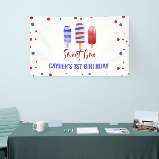 Sweet One 1st Birthday Ice Pop 4 juli Spandoek (Beurs)