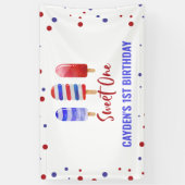 Sweet One 1st Birthday Ice Pop 4 juli Spandoek (Verticaal)