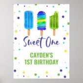 Sweet One 1st Birthday Ice Pop Blauw Groen Poster (Voorkant)