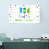 Sweet One 1st Birthday Ice Pop Blauw Groen Spandoek (Beurs)