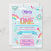 Sweet One 1st Birthday Party Snoep Land Invitation Kaart (Voorkant)