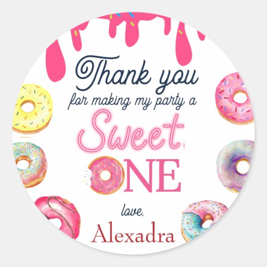 Sweet One 1st Birthday Ronde Sticker (Voorkant)