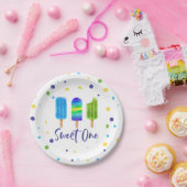 Sweet One 1st Verjaardagsblauw groene Pop Papieren Bordje (Feest)