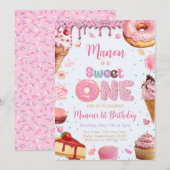 Sweet One 1st Verjaardagsfeestje Meisje Kaart (Voorkant / Achterkant)
