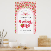 Sweet One aardbei 1e verjaardag 24x36 Welkom Poster (Keuken)