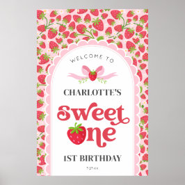 Sweet One aardbei 1e verjaardag 24x36 Welkom Poster