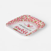 Sweet One Aardbei 1e Verjaardag 7" Vierkant Papieren Bordje (Gebogen)