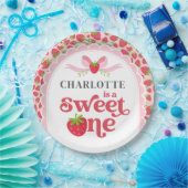 Sweet One Aardbei 1e Verjaardag 9" Rond Papieren Bordje (Feest)