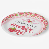 Sweet One Aardbei 1e Verjaardag 9" Rond Papieren Bordje (Gekanteld)