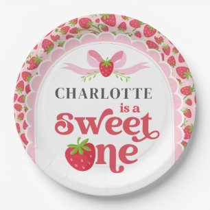 Sweet One Aardbei 1e Verjaardag 9" Rond Papieren Bordje