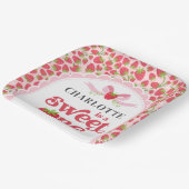 Sweet One Aardbei 1e Verjaardag 9" Square Papieren Bordje (Gebogen)