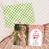 Sweet One Aardbei 1e Verjaardag Foto uitnodiging