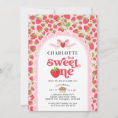 Sweet One Aardbei 1e Verjaardag uitnodiging (Voorkant)