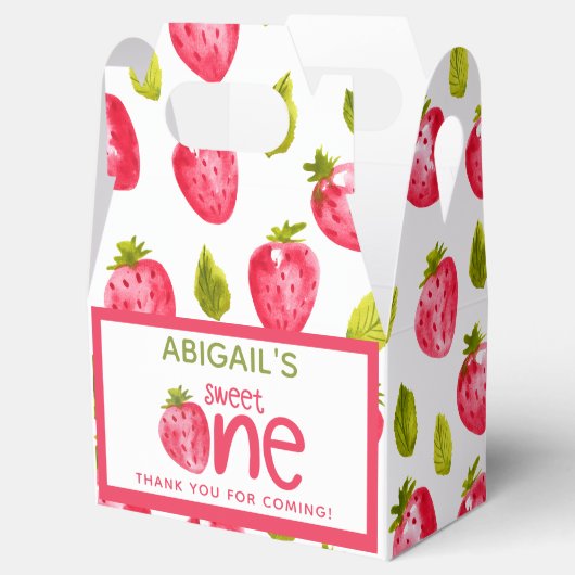 Sweet One aardbei eerste verjaardag Bedankdoosjes (Geopend)