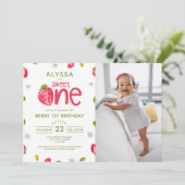 Sweet ONE aardbei foto eerste verjaardag Kaart (Staand voorkant)