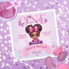 Sweet ONE Afro Puff Baby Meisje 1e Verjaardag Servet