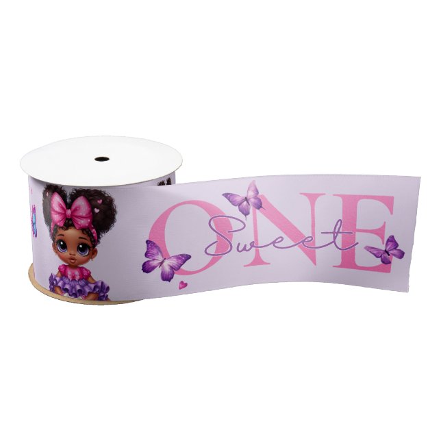 Sweet ONE Afro Puff Baby Meisje Paarse 1e Verjaard (Spoel)