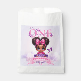 Sweet ONE Afro Puff Baby Meisje Paarse 1e Verjaard Bedankzakje