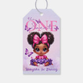 Sweet ONE Afro Puff Baby Meisje Paarse 1e Verjaard Cadeaulabel (Achterkant)
