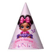 Sweet ONE Afro Puff Baby Meisje Paarse 1e Verjaard Feesthoedjes (Voorkant)