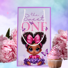 Sweet ONE Afro Puff Baby Meisje Paarse 1e Verjaard Klein Cadeauzakje
