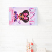 Sweet ONE Afro Puff Baby Meisje Paarse 1e Verjaard Spandoek (Insitu)