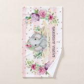 Sweet One Baby Elephant and Flowers 1st Birthday Handdoek (Handdoek)