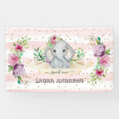 Sweet One Baby Elephant and Flowers 1st Birthday Spandoek (Horizontaal)