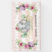 Sweet One Baby Elephant and Flowers 1st Birthday Spandoek (Verticaal)