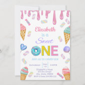 Sweet One Baby Girl 1e verjaardag Uitnodiging (Voorkant)