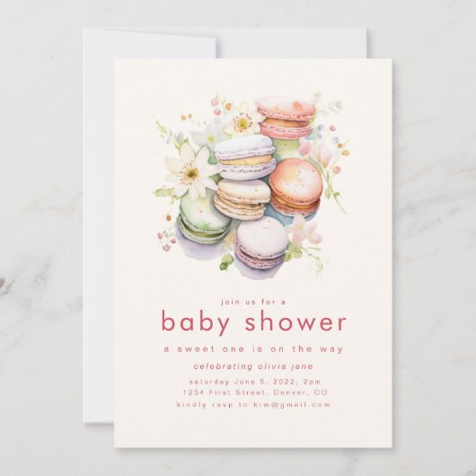 Sweet One Baby shower Uitnodigen met Macarons Kaart (Voorkant)