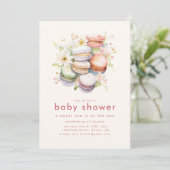 Sweet One Baby shower Uitnodigen met Macarons Kaart (Staand voorkant)