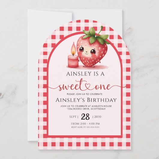 Sweet One Berry Eerste Verjaardag Gepersonaliseerd Kaart (Voorkant)